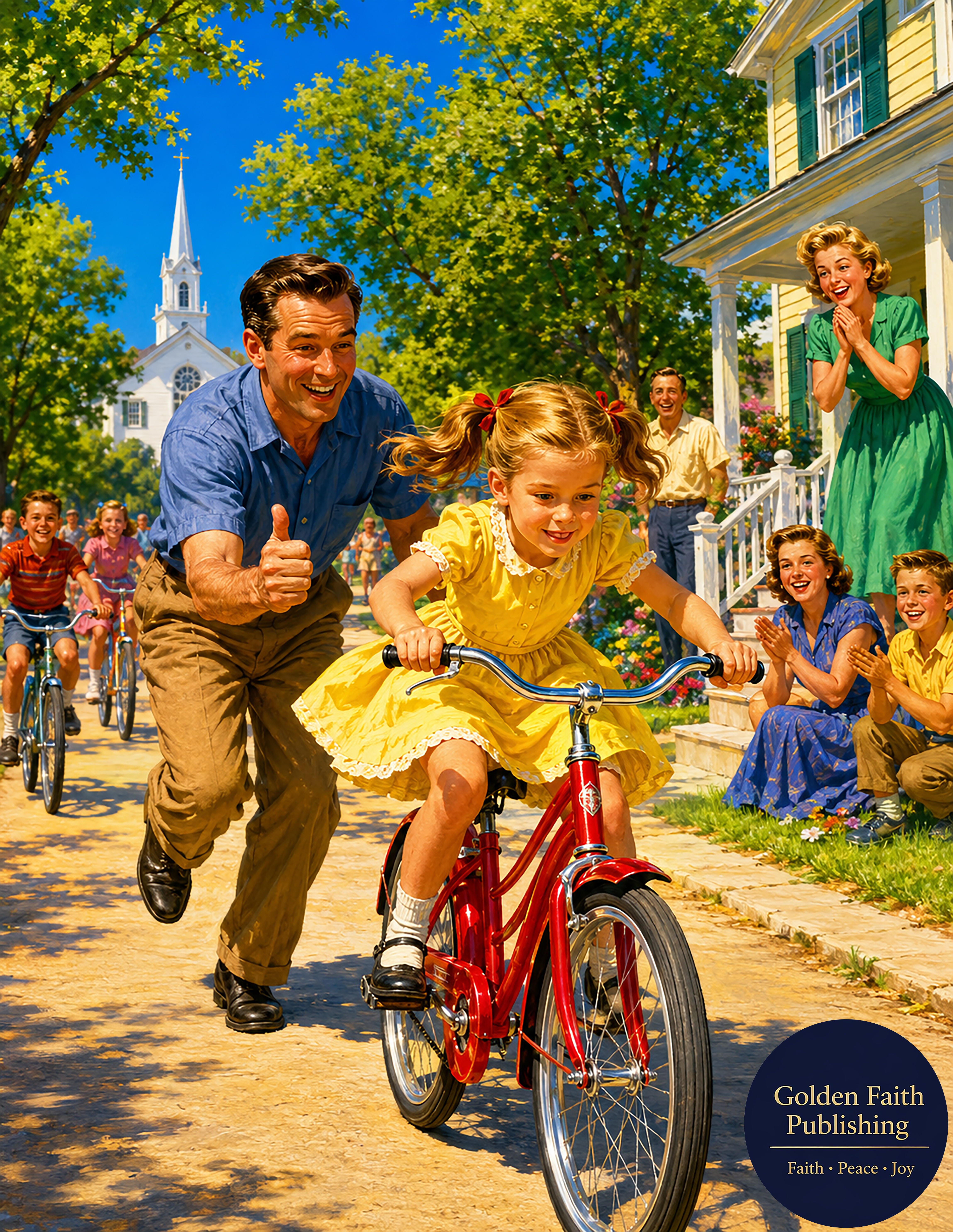 Father Teaching Daughter to Ride
